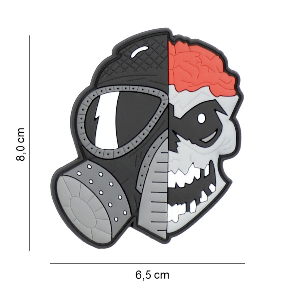 Patch 3D PVC skull with brains and gasmask